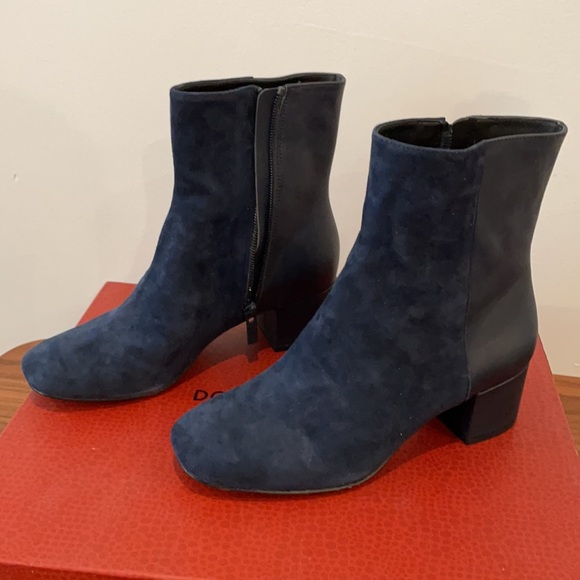Donald Pliner Navy Suede and Leather Boots - Picture 3 of 5